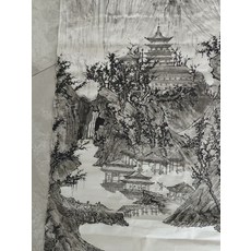 手繪國畫 晴巒蕭寺圖 臨摹寫意山水畫 生宣, 參考詳情頁