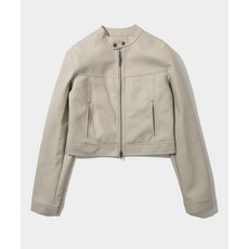 PLACE STUDIO 슬림 라인 넥 버튼 투웨이 레이싱 레더 자켓 점퍼 [크림] 24F88233-1500 372292