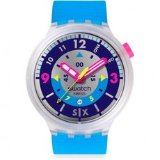 Swatch 스와치 Big Bold 빅 볼드 Chrono 남녀공용 시계 캐주얼 Plastic Transparent 쿼츠 방수 남자용 캐주얼손목시계 471315