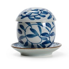 일본식 계란찜컵 뚜껑이있는 일식 디저트 그릇 세라믹컵 도자기컵, 1개