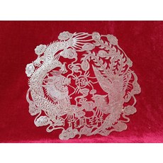 皮影 龍鳳呈祥 牛皮手工雕刻, 如圖所示, 1個