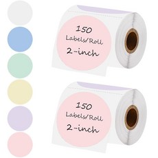 BriCabel 2 Inch Colorful Round Thermal Label 6 MaCaron 캐론 Colors Circle Sticker Labels DIY Logo De