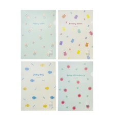 젤리A4 L홀더 파일 4종1세트 L자 화일 A4 서류 시험지정리 클리어, 1세트, 4p