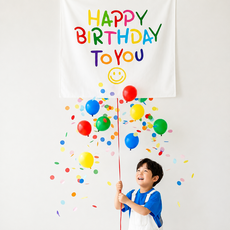 서프라이즈 현수막 풍선 생일 세트, 1개, 스마일