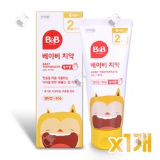 비앤비 베이비 무불소 치약 겔형 딸기맛, 60g, 1개
