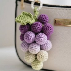 여름 포도 참 가방 차량용 행거 코바늘 뜨개 키트 DIY, 다색 포도 1송이 키트, 재료 도구 설명서 가이드