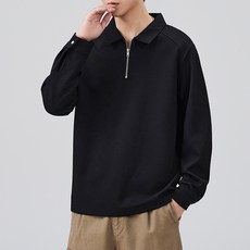 男士長袖 Polo 衫 翻領拉鍊設計 舒適親膚