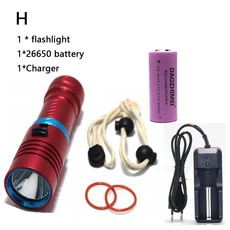 최고의 다이빙 손전등 랜턴 램프 수중 LED 라이트 캠핑 낚시를 위한 강력한 L2 3800 루멘 토치, 09 H, 03 BIack, 02 White light