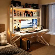 Tixpra 책상+책장세트 컴퓨터책상 놀이책상 다용도 공부책상, 베이지