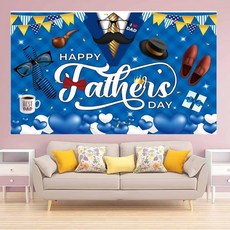 [ 1255967 ] LOONELO 해피 아버지의 날 배경 179.8 x 110cm(70 43.3인치) I Love Dad 블루 실버 글리터 배너 사진 부스 배경 아빠 축, 161