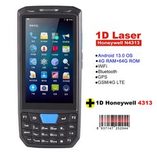 휴대용 무선 와이파이 블루투스 GPS QR 코드 리더 PDA 안드로이드 13 POS 터미널 터치 스크린 2D 바코드 스캐너 4G, 영국, 1D N4313