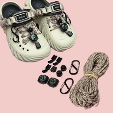 (신발포함X) DIY 파라코드 신발 커스텀 세트 카라비너 나침반 스토퍼 앤드클립 4mm, 1세트, (엔드4p) 핑크 데저트 + 검정