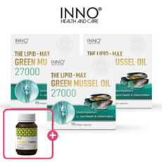 이노헬스 초록홍합 오일 27000 초록입 홍합 캡슐 비타민C 사은품 세트, 3개, 90정