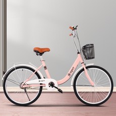 뒷좌석 등받이 안장 포함 여성용 바구니 자전거 20 22 24인치, 1개, 160cm, 핑크+표준 세트 24인치 통타이어