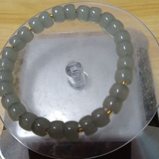 煙灰和田玉老形珠手串，手工編織復古風格玉石飾品, 1個