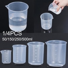 호환 50150250500ml 실험실 비커 졸업 머그잔 용 플라스틱 측정 컵 주방 베이킹 용품 주둥이 측정 컵 붓기, 05 4Pcs- set