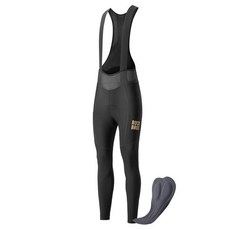 ROCKBROS 추운 날씨용 남성용 사이클링 빕 포켓이 있는 보온 패딩 팬츠 MTB용 바이크 빕 타이츠 로드 바이크 블랙. L