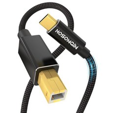 호송인 USB B에서 C 프린터 케이블 6피트 타입 PC용 MIDI DJ 컨트롤러용 키보드용 블랙 나일론 직조, HOSONGIN 6 FT