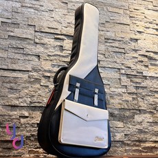 金川 Jinchuan B-2216 電木民謠吉他袋 超厚沙發皮吉他琴袋, 1個, 木吉他專用 黑混白色