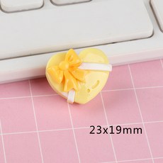 樹脂配件批發 diy奶油膠手機殼鞋帽服飾材料亮面愛心蝴蝶結巧克力, 1個, 黃色:1個