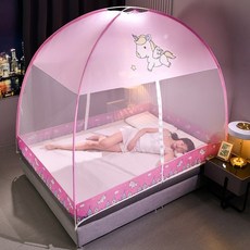 FOOI 1초 완성 원터치 모기장 텐트형 3종 캐릭터 5시건 당일발송, 3.유니콘(핑크)