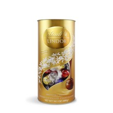 Lindt 瑞士蓮 LINDOR 綜合巧克力球 金色桶裝 14.1oz, 400g, 1個