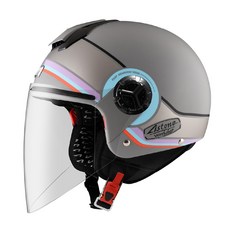 ASTONE CJ500 LL12 彩繪款 3/4 半罩式安全帽 內藏墨鏡, 平水泥灰/藍