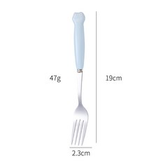 卡通不鏽鋼餐具勺子叉子創意可愛恐龍貓咪兒童勺網紅ins家用湯勺, 1個, 1個, 藍色爪子-叉子