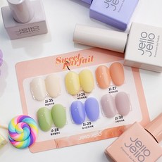 Jello Jello 指甲油 6入, Vanilla cream+Lemon Parfait+Peach Tarte+Melon Blendy+Unicorn Frappe+Gray latte