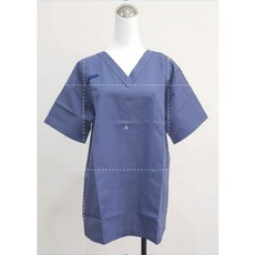 萊亞生活館 女款 V字領刷手服, 淺灰藍(單上衣),S, 1個