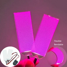 유연한 구부릴 수있는 DIY LED 라이트 아이 키트 맨 할로윈 헬멧 마스크 코스프레 액세서리 자른 소품 있습, 01 Pink-CR2032