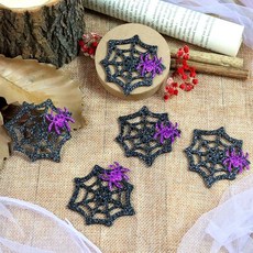 소포장 펠트장식 할로윈 검은색 반짝이 거미줄에 거미 A2351 10개, 10개[낱개수량확인]