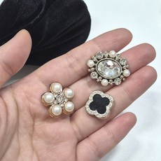 빅보석 플라워 큐빅1P 재료 DIY 악세서리 만들기, 1개, 진주 플라워 큐빅