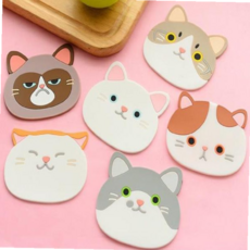 홈카페 고양이 실리콘 코스터 컵받침 티코스터 소품, 보리