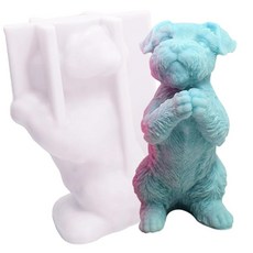 귀여운 강아지 캔들 몰드 강아지 실리콘 몰드 비누 소이 왁스 에폭시 DIY 공예 홈 장식품 웨딩 파티 장식 생일 선물 (비숑 프리제), 화이트