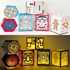 조앤안 전통 한지 우드 무드등 만들기 DIY 공예 체험 키트 미술 만들기 수업, 1개, 한지우드등(단청)
