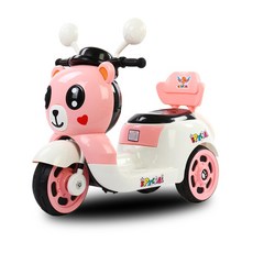 TECHONE MOTO 24網紅熊小熊電動三輪摩托車炫酷音樂燈光電動機車, 粉色, 1個