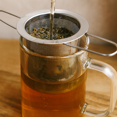 쿠코아 접이식 손잡이 티 인퓨저 304 스테인리스 차거름망, 1개, 실버