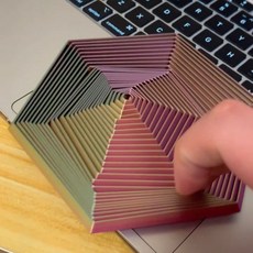 육각형 링 3D 프린트 종이 마법의 3차원 나선형 환상 중독성 선물, 파란색+노란색+보라색+빨간색(특대)
