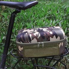 자전거 뒷좌석 짐가방 짐받이 미니 트렁크 부착식 휴대용 자전거 방수 가방, 카모플라주 하드케이스 + 레인커버 연장 스트랩, 10L, 1개