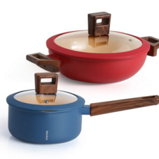 인덕션 냄비 세트 다용도 전골 주방용 냄비 2종 세트 가스 직화용 멀티웍 캠핑용 도구 라면 조리, 나리히 16레드+20레드