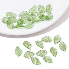 내추럴 리프 아크릴 구슬 50개｜포레스트 스타일 액세서리 DIY 세트 목걸이 팔찌, 02LGN, 50pcs