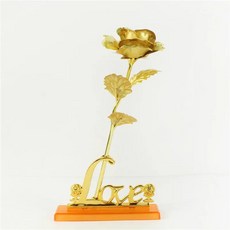 갤럭시 로즈 영원한 24K 골드 꽃 호일 플라스틱 인공 장미 발렌타인 데이 선물 아름다움 황금 꽃 웨딩 장식, 16)gold with base