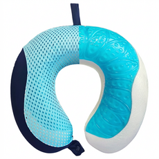 리브앤다 쿨링젤 메모리폼 목쿠션 U자형 사무실 여행용 기내용 목베개, 네이비