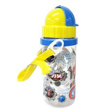 cabot 헬로카봇15 스트랩 빨대 물통, 블루, 1개