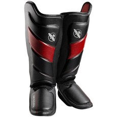 古川小夫 HAYABUSA 散打MMA護腳脛 自由搏擊練習護腳背 ShinGuards - 黑紅, M號, 1個