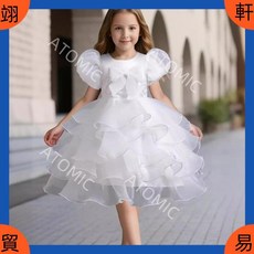 可開發票 萬聖節童裝 嬰兒萬聖節 萬聖節兒童 女童蛋糕裙蝴蝶结泡泡袖公主裙走秀表演万圣节花童宴会礼服裙8622