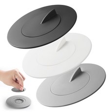 욕조 스토퍼 4pcs 2-in-1 배수 헤어캐처 실리콘 주방 욕실 샤워기 정수기 보호대 범용 플랫 흡입 샤워 커버 세면대 스토퍼(혼합), Greywhiteblack, 1개