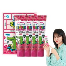 자연유래 99% 지그비 대용량 고불소 구취제거 주니어 어린이치약 딸기향, 117g, 4개