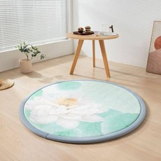 연꽃 모양 원형 좌식 매트 두꺼운 미끄럼방지 요가 명상용 러그, 부드러운 꽃과 옥 원형
